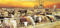 Painting of cattle feed lot