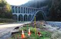 Heceta Head Lighthouse Access Improvements - Surveying equipment with bridge in background