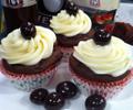 Chocolate cupcakes filled with Chukar's Chocolate Cherry Dessert Sauce and topped with a Chipotle Chocolate Cherry