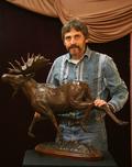 Bronze moose sculpture