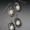 E0810 Hammered Egg Earring with Baroque Pearl