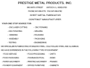 Website Snapshot of Prestige Metal Products, Inc.