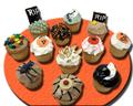 Halloween decorated white cupcakes