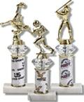 Make a lasting impression with our custom printed column. Print your school mascot, tournament name or League logo and combine with a figure of your choice. An exquisite clear diamond riser below the figure makes this award extra special. We use real marble bases that include a gold plate for personalization. Wow! That looks great.