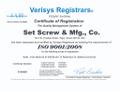 Set Screw ISO Certification