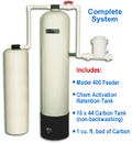 Complete System Includes: Model 400 Chemical Feeder, Chem Activation Retention Tank, 10x44 Carbon Tank (non-backwashing) and 1 cu. ft. bed of Carbon