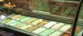 display case of Brocato's ice cream selections
