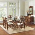Cancun Palm Indoor 7 PC Rattan & Wicker Dining Set with Six Side chairs Rectangular base in TC Antique Finish with 42