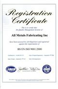 All Metals certificate 2008-2009