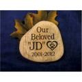 Medium - Custom Pet Memorial Stone - Our Beloved JD 2001-2012 with dog paw print inside of engraved heart