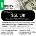 save up to 50$ at Ripley's Muffler and Brakes