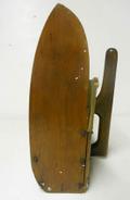 antique working wooden one handled cranberry scoop / rake with curved metal teeth