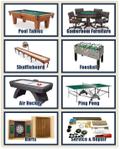 pool tables, gameroom furniture, shuffleboard, foosball, air hockey, ping pong, darts, service repair
