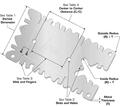 Dimensions for a typical metal part from Advanced Metal Etching Company.
