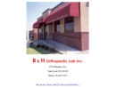 Website Snapshot of B & H Orthopedic Lab, Inc.