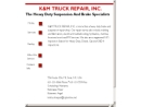 Website Snapshot of K & M TRUCK REPAIR