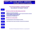Website Snapshot of MARYLAND FOOD SAFETY SERVICES